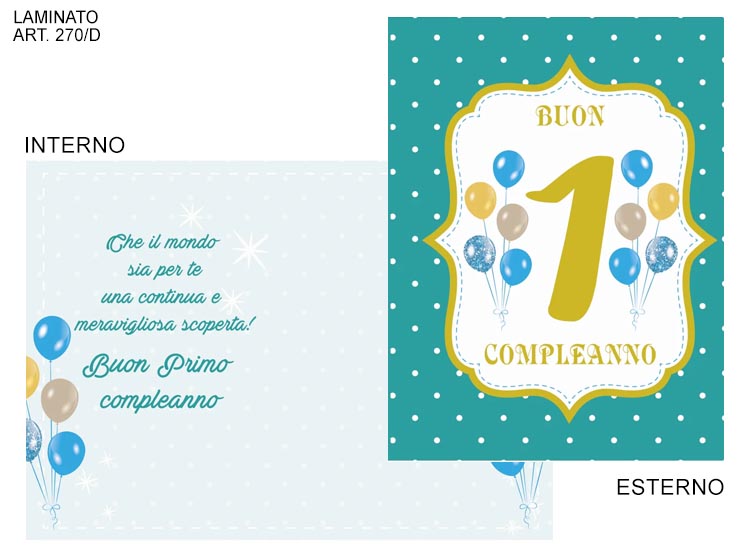 COD. 270 /D B.PRIMO COMPLEANNO VERDE TIF - Eventi > Compleanno > Accessori Confezionamento - Ingrosso B2B Magazzini Scatigna