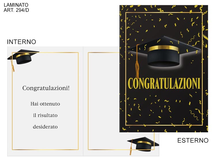 COD. 294 /D CONGRATULAZIONI NERO/ORO - Eventi > Laurea > Accessori Confezionamento - Ingrosso B2B Magazzini Scatigna