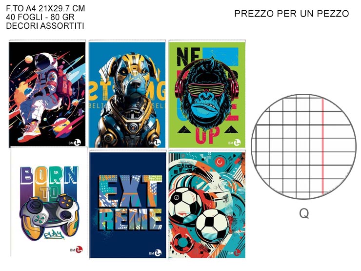 MAXI P.M. 80 MIX BAMBINO PAG 80R RIG Q - Scuola Ufficio > Cancelleria > Quaderni - Ingrosso B2B Magazzini Scatigna