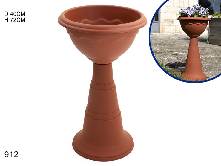 CALICE DOPPIO BORDO VULCANO D10 72H 912 - Giardino E Giardinaggio > Vasi > Calici A Colonna Plastica - Ingrosso B2B Magazzini Scatigna