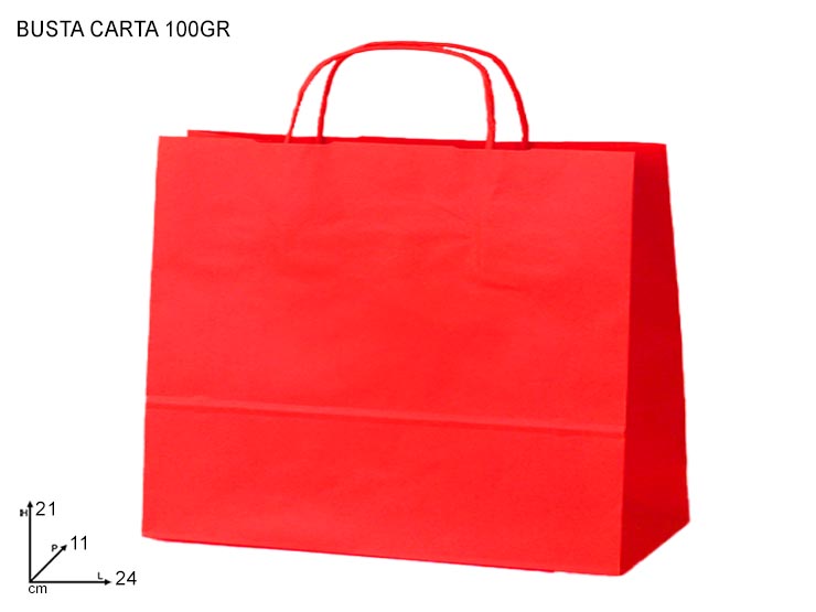 BUSTA ITALY ROSSO B.24X21X11 CF25PZ - Confezionamento > Buste Regalo > Carta Color - Ingrosso B2B Magazzini Scatigna