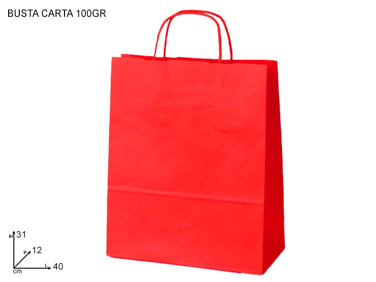 BUSTA ITALY ROSSO B.40X31X12 CF25PZ - Confezionamento > Buste Regalo > Carta Color - Ingrosso B2B Magazzini Scatigna
