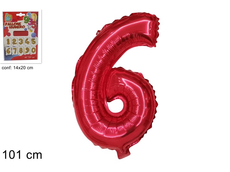PALLONE ELIO ROSSO NUMERO 6 40" (Cm101) - Giocattoli > Palloncini > Elio Rossonum1 - Ingrosso B2B Magazzini Scatigna