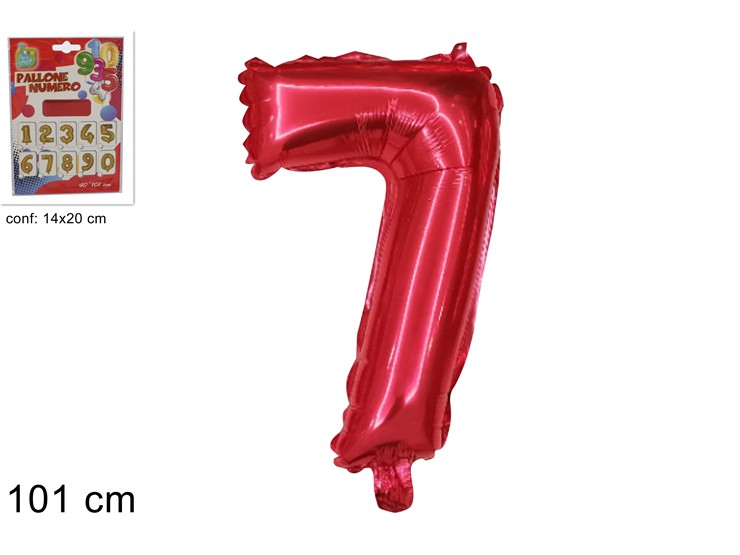 PALLONE ELIO ROSSO NUMERO 7 40" (Cm101) - Giocattoli > Palloncini > Elio Rossonum1 - Ingrosso B2B Magazzini Scatigna