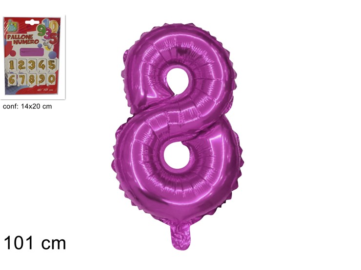 PALLONE ELIO FUCSIA NUMERO 8 40" (Cm101) - Giocattoli > Palloncini > Elio Rosanum5 - Ingrosso B2B Magazzini Scatigna