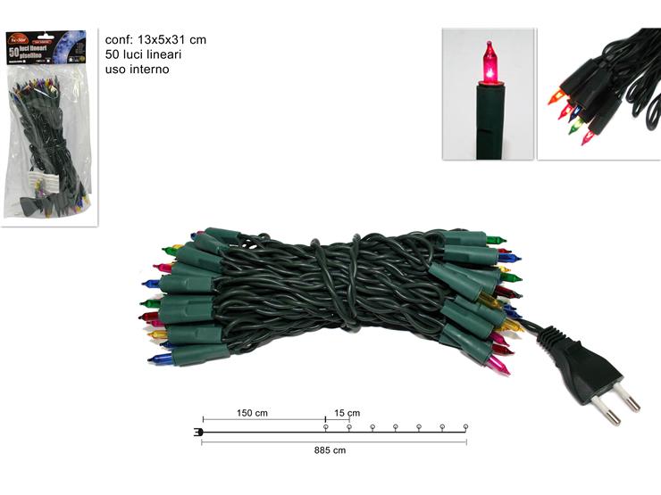 LUCI LINEARI PISEL.MULTIC.50L SD10503-1 - Natale > Luci Interno > Pisellini Busta Lineari - Ingrosso B2B Magazzini Scatigna