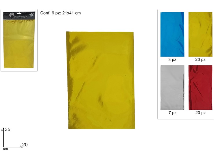 BUSTE REGALO GENERICHE Cm.20x35 Pz.6 - Eventi > Compleanno > Accessori Confezionamento - Ingrosso B2B Magazzini Scatigna