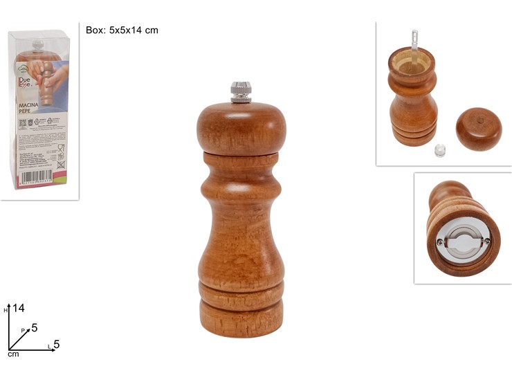 MACINA PEPE LEGNO SCURO 1MIS.9605P-WN - Everyday > Cucina > Condimenti E Dosatori - Ingrosso B2B Magazzini Scatigna