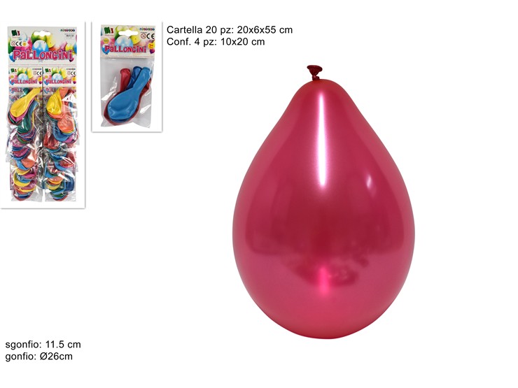 BUSTA PALLONCINI Pz.4 METALLIZZATO GM90 - Party > Palloncini > Palloncini Lattice - Ingrosso B2B Magazzini Scatigna