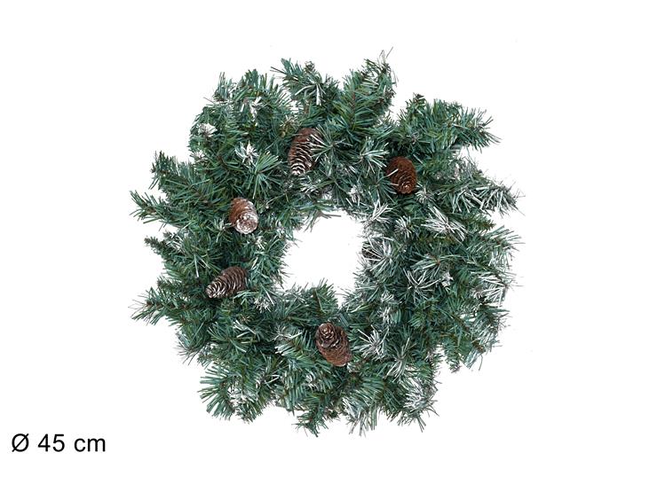 CORONA SIBERIANA ART. D7918-F160C - Natale > Dietroporta E Vetrofanie > Ghirlande A Corona - Ingrosso B2B Magazzini Scatigna