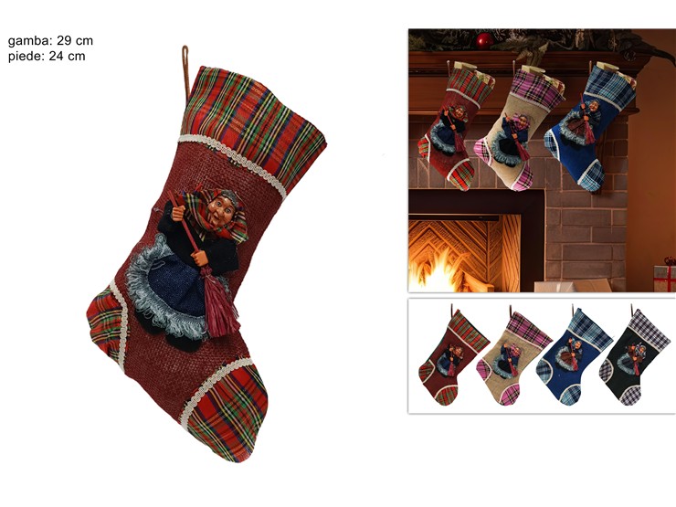 CALZA SCOZZESE C/BEFANA FS4127A-D - Epifania > Calze > Befana - Ingrosso B2B Magazzini Scatigna