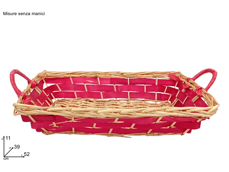 CESTA RETTANG.FASCIA ROSSA LQ231110-2A - Confezionamento > Ceste Vimini > Grandi - Ingrosso B2B Magazzini Scatigna