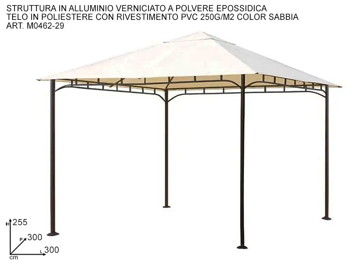 GAZEBO RODI 3X3 BEIGE MO462-29 - Summer > Arredo E Attrezzature Da Esterno > Gazebo - Ingrosso B2B Magazzini Scatigna