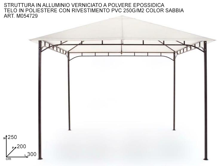 GAZEBO RODI 3X2 BEIGE M0547-29 - Summer > Arredo E Attrezzature Da Esterno > Gazebo - Ingrosso B2B Magazzini Scatigna