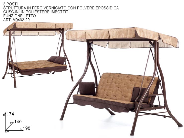 DONDOLO ZANZIBAR BEIGE M0493-29 - Summer > Arredo E Attrezzature Da Esterno > Dondoli Poltrone E Coperture - Ingrosso B2B Magazzini Scatigna