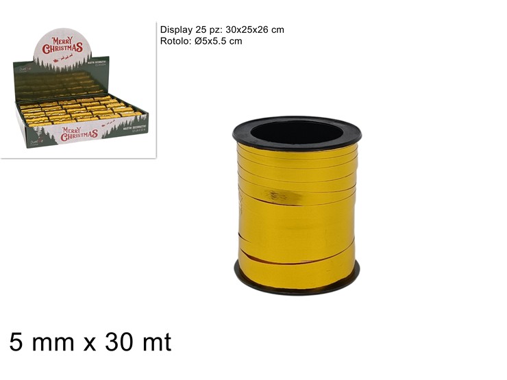 NASTRIN.METAL.ORO mm.5Mt.30 30051000 01 - Eventi > Compleanno > Accessori Confezionamento - Ingrosso B2B Magazzini Scatigna