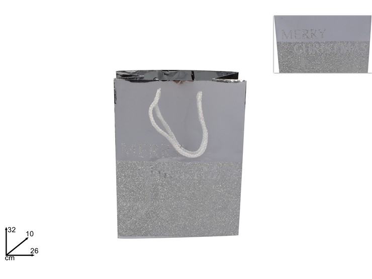 BUSTA REG.SILVER MERRY XMAS 3226 YD19ZD - Confezionamento > Buste Regalo > Natale - Ingrosso B2B Magazzini Scatigna