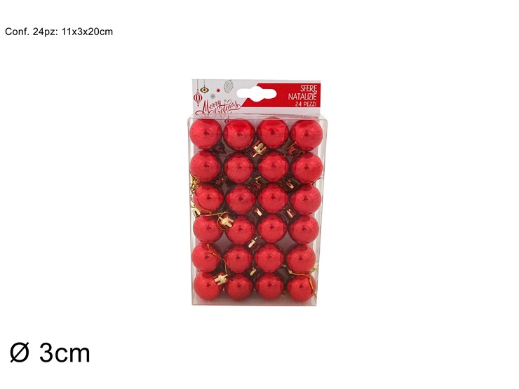 BOX 24PALLINE 3CM LUCIDE ROSSO SV3024-01 - Natale > Sfere > Lucide - Ingrosso B2B Magazzini Scatigna