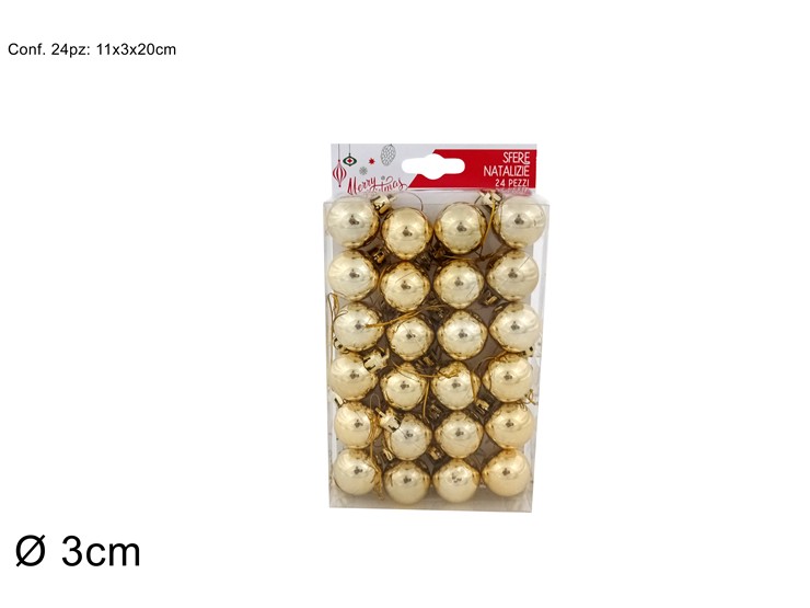 BOX 24PALLINE 3CM LUCIDE ORO SV3024--01S - Natale > Sfere > Lucide - Ingrosso B2B Magazzini Scatigna