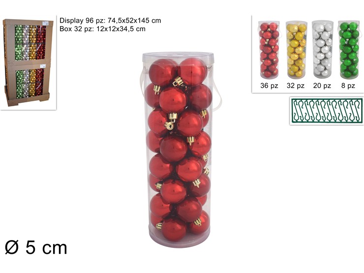 PALLE Cm.5 Pz.32 ASS.3A32E04/XR,DG,S,694 - Natale > Sfere > Lucide - Ingrosso B2B Magazzini Scatigna