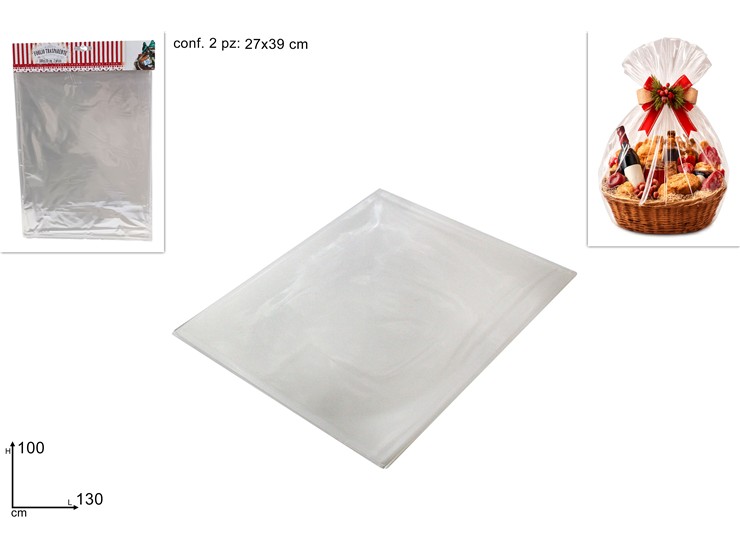 FOGLI TRASPARENTI Pz.2 100130  JL02 - Confezionamento > Kit Ceste > Trasparente - Ingrosso B2B Magazzini Scatigna