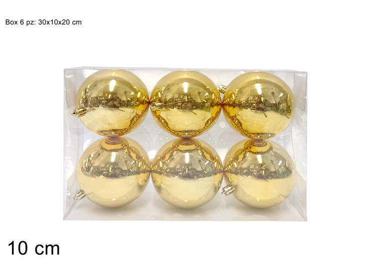BOX 6 PALLE ORO Cm.10 IN BOX PVC JNP2509 - Natale > Sfere > Lucide - Ingrosso B2B Magazzini Scatigna
