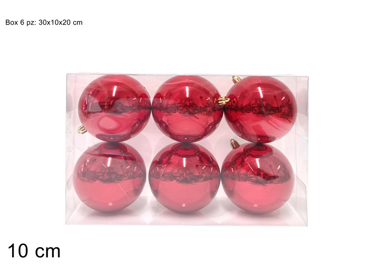 BOX 6 PALLE Cm.10 ROSSO BOX PVC JNP2509- - Natale > Sfere > Lucide - Ingrosso B2B Magazzini Scatigna