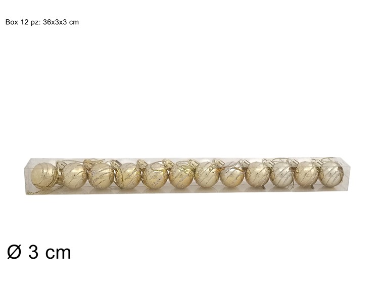 BOX 12PALLINE 3CM FILO ORO DBSM1003CA-3 - Natale > Sfere > Serie Filo - Ingrosso B2B Magazzini Scatigna