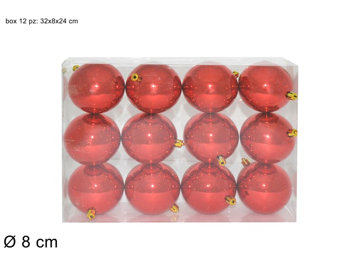 BOX 12PALLE Cm.8 LUCIDE ROSSO SV8012-01S - Natale > Sfere > Lucide - Ingrosso B2B Magazzini Scatigna