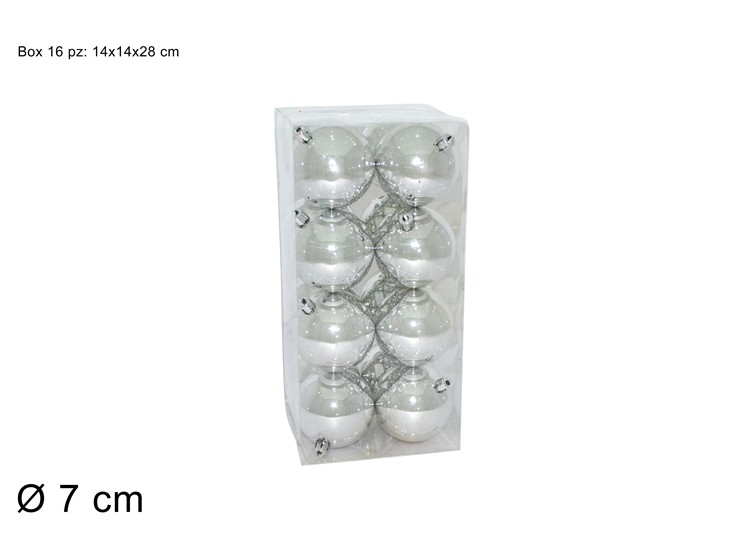 BOX 16PALLE Cm.7 LUCIDE SILVER SV7016-01 - Natale > Sfere > Lucide - Ingrosso B2B Magazzini Scatigna