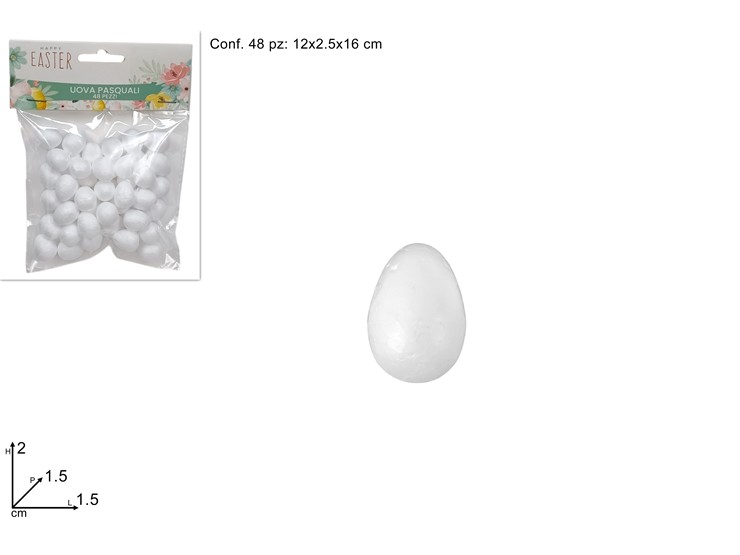 UOVO POLISTIROLO 2CM 48 PZ 802F1322A - Eventi > Pasqua > Decoupage - Ingrosso B2B Magazzini Scatigna