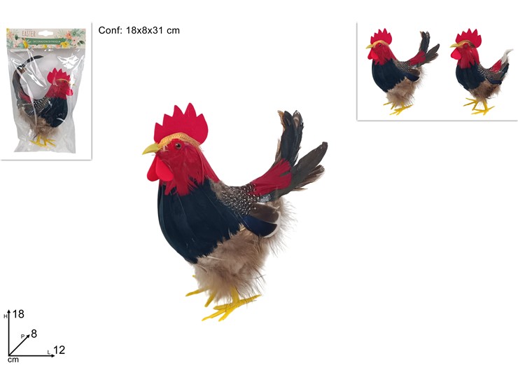 GALLO Cm.18 2ASS.Art.ZT-93017 - Eventi > Pasqua > Decorazioni - Ingrosso B2B Magazzini Scatigna