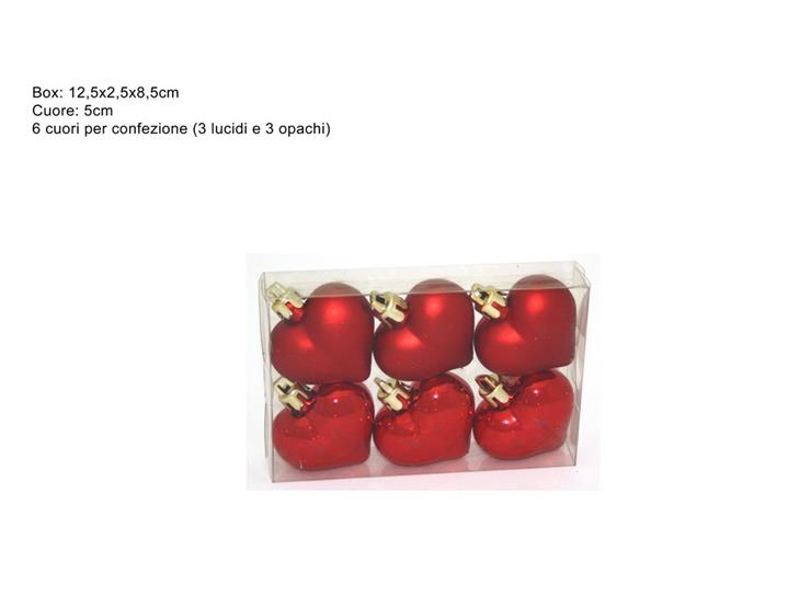 CUORI ROSSI Pz.6 Cm.5 Art.2A6G214/MR - Natale > Appendini Albero > Cuori - Ingrosso B2B Magazzini Scatigna