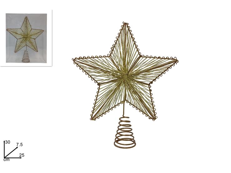 PUNTALE STELLA 30CM ORO FJ201515H - Natale > Puntali > Stella - Ingrosso B2B Magazzini Scatigna