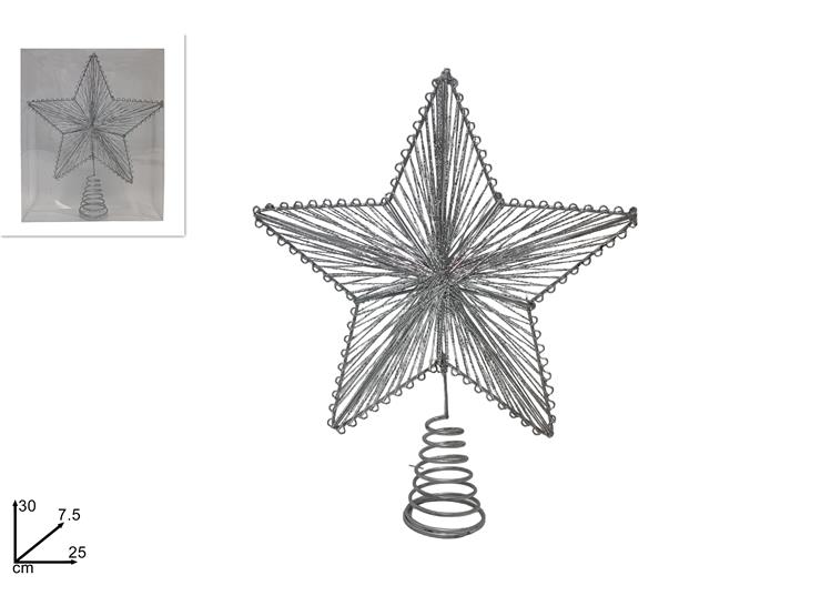 PUNTALE STELL 30CM SILVER FJ201515YH - Natale > Puntali > Stella - Ingrosso B2B Magazzini Scatigna