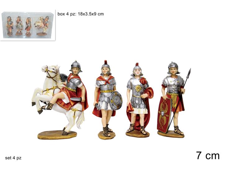 SOLDATI ROMANI Cm.7 SET Pz.4 EU00954-4A - Natale > Nativita Personaggi > Soldati Romani - Ingrosso B2B Magazzini Scatigna