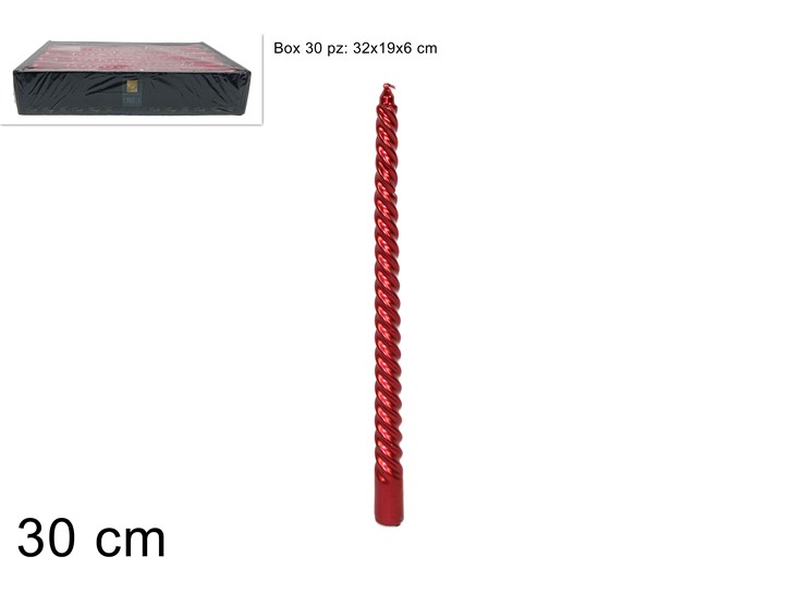 CAND.TORC.LAMIN.ROSSO Cm.30 1C2118940043 - Natale > Candele > In Cera - Ingrosso B2B Magazzini Scatigna