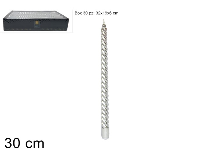 CAND.TORC.LAM.SILVER Cm30 1C2118940043- - Natale > Candele > In Cera - Ingrosso B2B Magazzini Scatigna