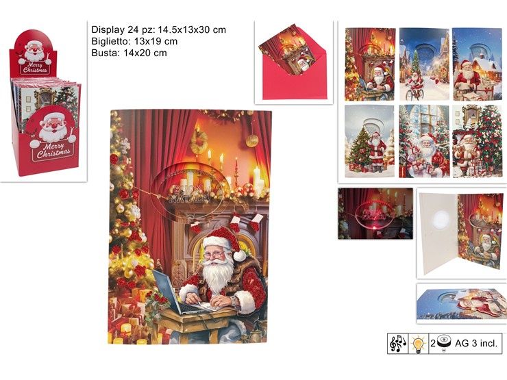 CARTOLINA NATAL.MUSIC.C/LUCE SD18 - Confezionamento > Biglietti > Natale - Ingrosso B2B Magazzini Scatigna