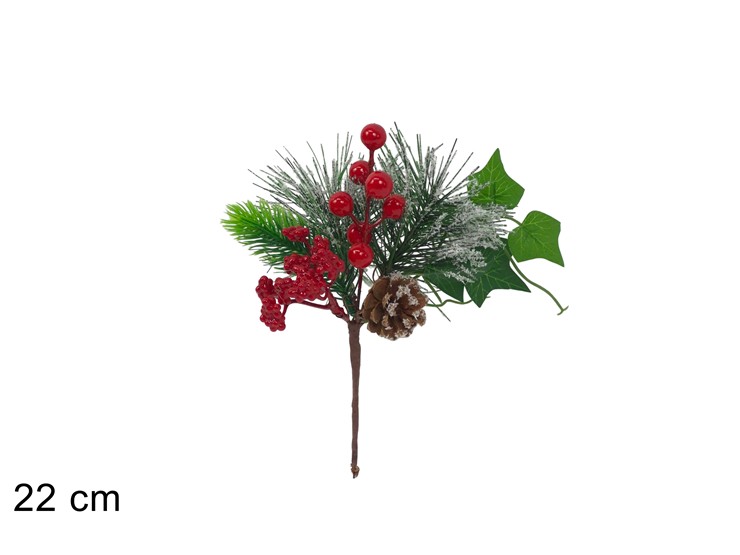 SPILLONE C/PIGNA ART. MQF201743 - Natale > Bacche E Fiori > Spilloni Bacche Piccole - Ingrosso B2B Magazzini Scatigna