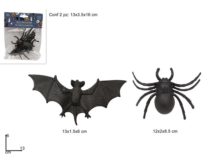 PIPISTRELLO C/RAGNO Cm.13 Pz.2 DF2-W44 - Halloween > Mostri E Animaletti > Animaletti - Ingrosso B2B Magazzini Scatigna
