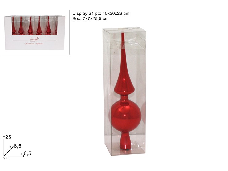PUNTALE ALBERO ROSSO Cm.25 2A1G524/R - Natale > Puntali > Plastica - Ingrosso B2B Magazzini Scatigna