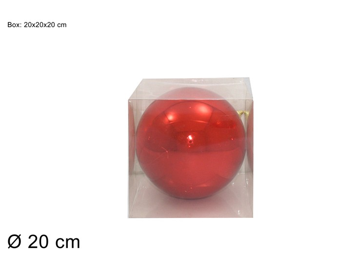 PALLA LUCIDA BOX PVC ROSSO Cm.20 2A1E11R - Natale > Sfere > Lucide - Ingrosso B2B Magazzini Scatigna