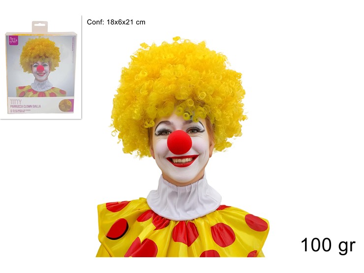 PARRUCCA PAGLIACCIO GIALLO BUSTA JZ120/Y - Carnevale > Parrucche - Ingrosso B2B Magazzini Scatigna