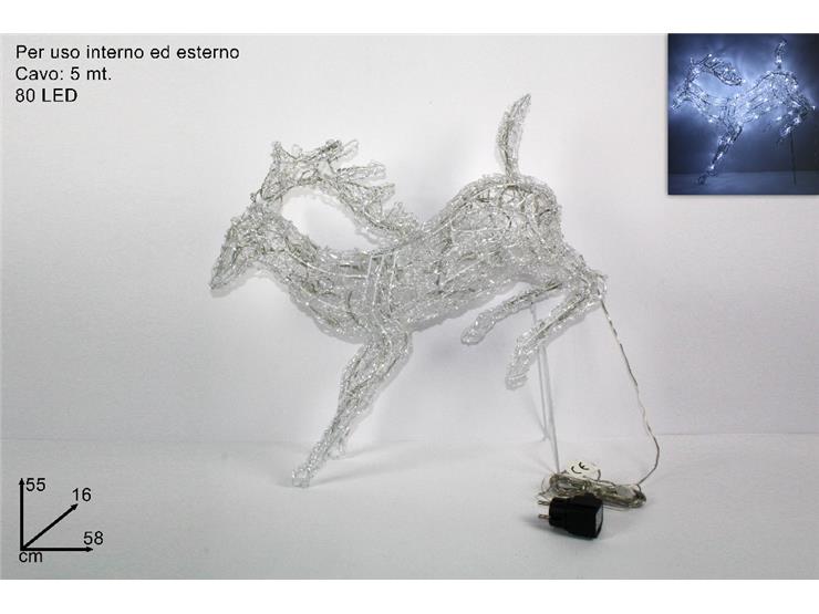 RENNA ACRILICO BIANCO Cm.58 80LED 130310 - Natale > Luci Varie > Forme Luminose - Ingrosso B2B Magazzini Scatigna