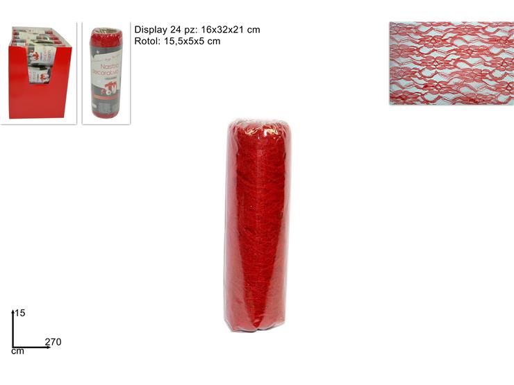 ROT.TESS.ORG.MERL.ROSSO Cm.15270 JKNET1 - Confezionamento > Nastri E Rotoli > Rotoli Organza - Ingrosso B2B Magazzini Scatigna