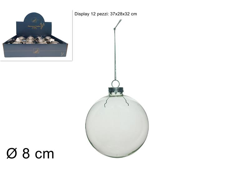 PALLA VETRO TRASPARENTE  Cm.8 YJCX24208 - Natale > Sfere Vetro > Display - Ingrosso B2B Magazzini Scatigna