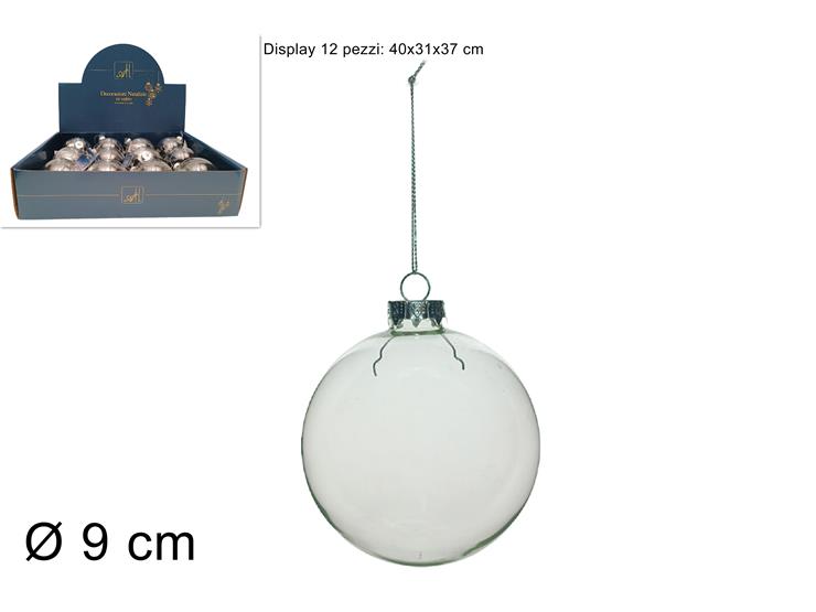 PALLA VETRO TRASPARENTE Diam.Cm.9(102401 - Natale > Sfere Vetro > Display - Ingrosso B2B Magazzini Scatigna