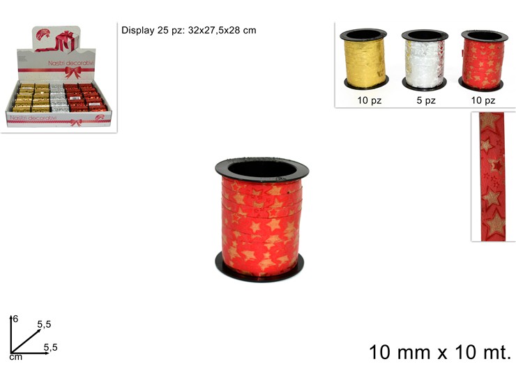 NASTR.STELLE mm.10Mt.10 COL.AS.30101003 - Confezionamento > Nastri E Rotoli > Rocchetti - Ingrosso B2B Magazzini Scatigna