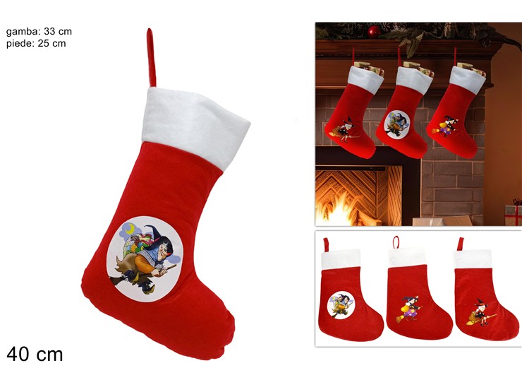 CALZA FELTRO C/BEFANA Cm.40 3ASS.HY19046 - Epifania > Calze > Befana - Ingrosso B2B Magazzini Scatigna
